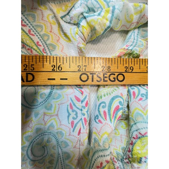 Zac & Rachel Off Shoulder Blouse Top Womens 2X Yellow Paisley Floral Smocked - Picture 9 of 13